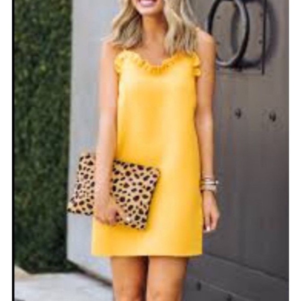 TopShop Womens Dress Spaghetti Strap Sweetheart Mini‎ Pockets Yellow Size 6